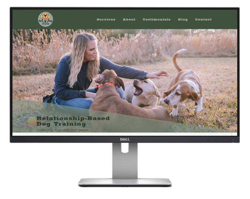 Bar W Dog Training website on desktop monitor