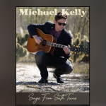Michael Kelly playing his guitar in a field.